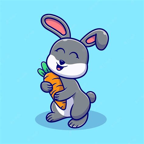 Premium Vector Illustration Of Cute Rabbit Holding Carrot Animal