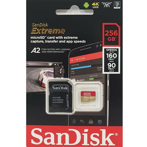 Sandisk Extreme 4k Uhd 256gb Micro Sd Sdxc Class 10 Uhs I 160mbs Memo