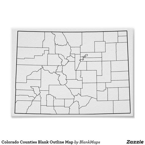 Colorado Counties Blank Outline Map Poster Zazzle Map Poster