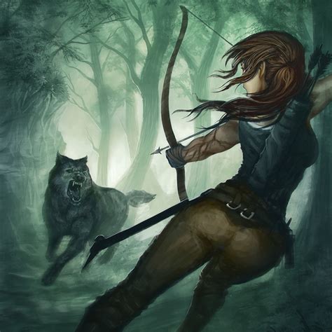 Photos Tomb Raider 2013 Wolves Archers Lara Croft Wolfs 1440x1440