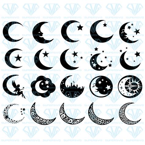 Moon Bundle Svg Files For Silhouette Files For Cricut Svg Dxf Eps Png