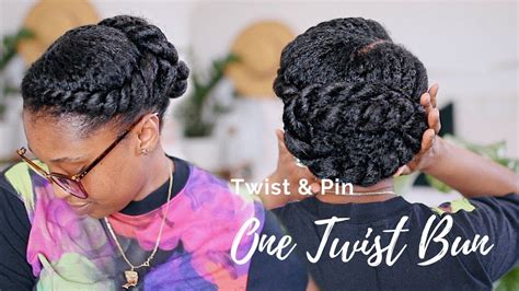 Simple One Flat Twist Bun On Natural Hair Youtube