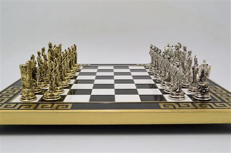 Trojan War Chess Set Black And White Board Etsy