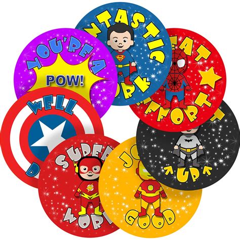 Buy Superhero Comic Reward Sticker Labels Children Parent Teacher Kid