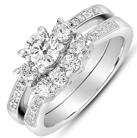 2 carat round diamond antique wedding ring set in white gold for her jeenjewels