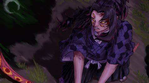 Demon Slayer Kimetsu No Yaiba Kokushibou Sitting On Ground 4k Hd Anime