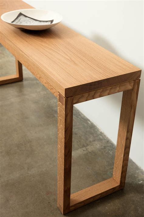 Narrow Modern White Oak Wood Console Table Parsons Style By Alabama