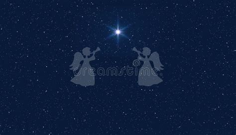 Christmas Star Starry Sky And Angels Nativity Of Jesus Christ Stock