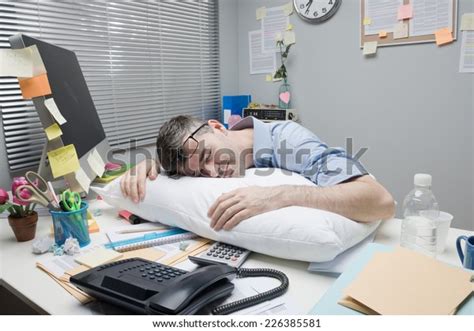 Tired Office Worker Sleeping On Pillow Stock Photo Edit Now 226385581