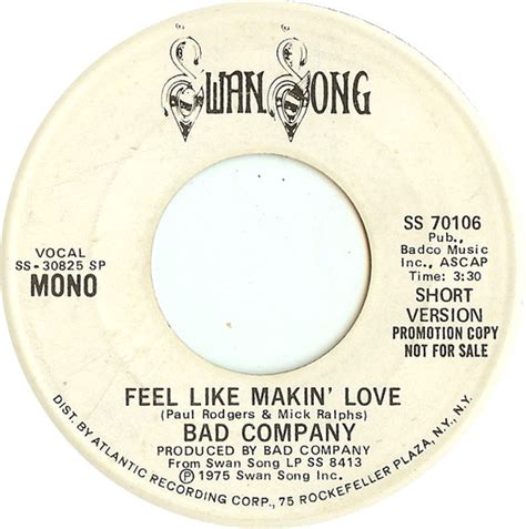 Bad Company Feel Like Makin Love 1975 Sp Specialty Pressing