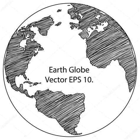 World Map Earth Globe Vector Line Sketched Up Illustrator Eps 10