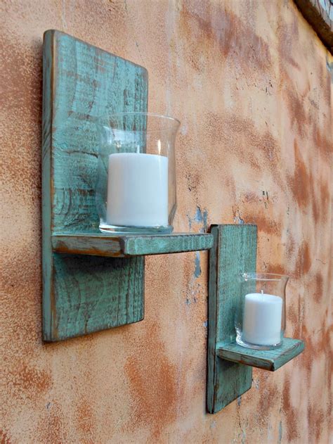 Wood Wall Sconce Rustic Candle Sconce Set Of 2 Reclaimed