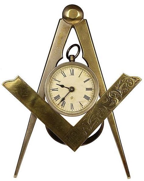 Ansonia Masonic Clock Brass And Silvered Metal Pat 1878 Masonic