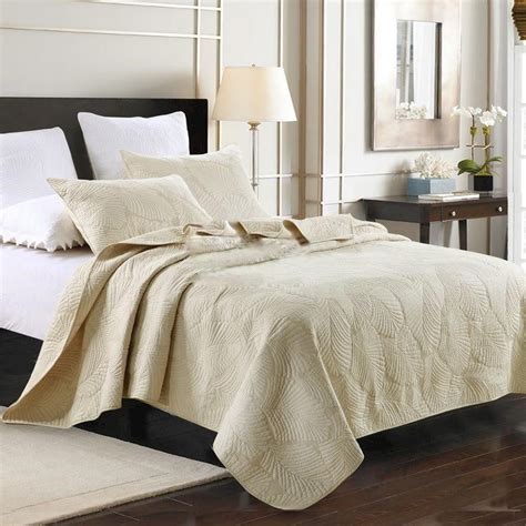 Luxury Quilted 100 Cotton Coverlet Bedspread Set King Super King