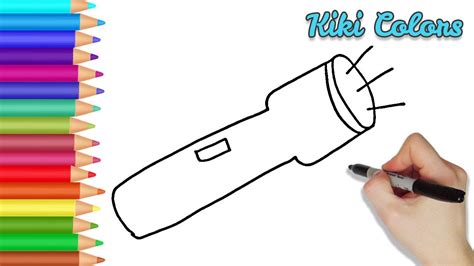 How To Draw Flashlight Teach Drawing For Kids And Toddlers Coloring