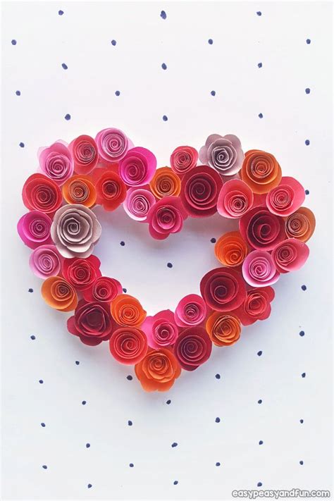 Paper Roses Heart Craft For Kids Valentines Day Or Mothers Day