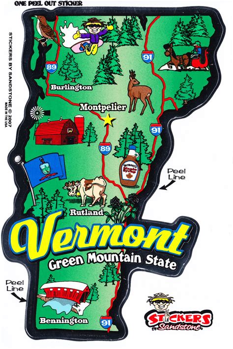 Buy Vermont State Map Die Cut Sticker Flagline