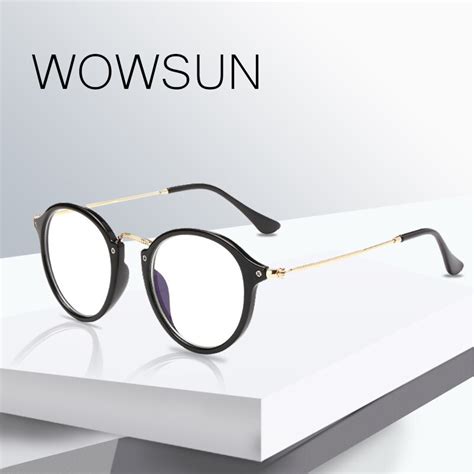 wowsun fashion retro round men women optical glasses rivet frame reading eyewear brand designer