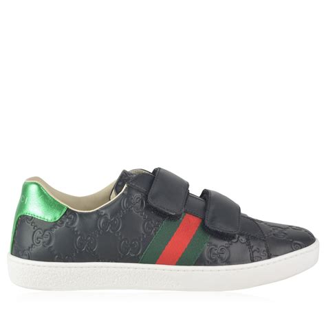 Gucci Children Boys Embossed Web Velcro Trainers Kids Low