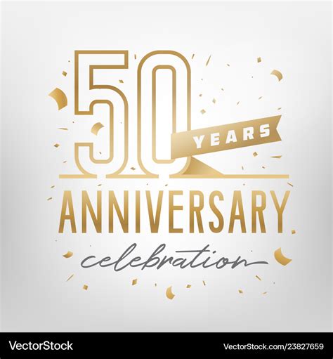 50th Anniversary Celebration Golden Template Vector Image