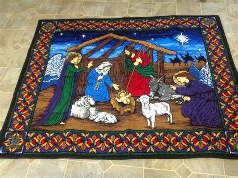 Panel Nativity Wall Hanging Christmas Fabric Quilts Wall Hanging