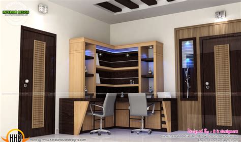 Study Room Modern Kitchen Living Interior Kerala Home Design And