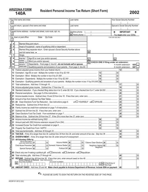 Form 1040a Individual Income Tax Return Short Form