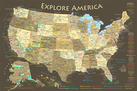 Geojango National Parks Map Poster With Usa Travel