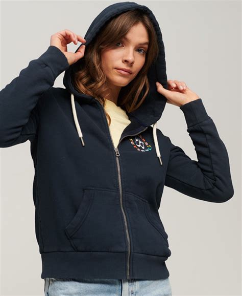 Womens Rainbow Zip Hoodie In Eclipse Navy Superdry Uk