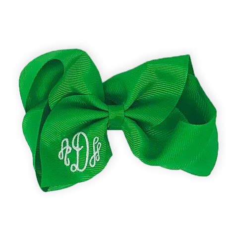 Green Personalized Hair Bow Monogrammed Grosgrain Hairbow Etsy