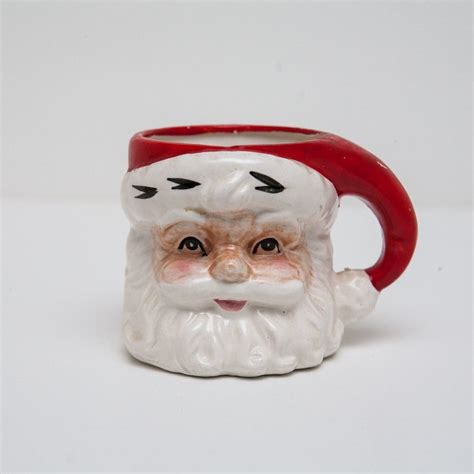 Vintage Ceramic Porcelain Santa Claus Face Mug