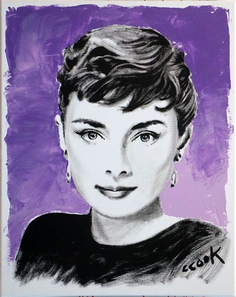 Audrey Hepburn Portrait By Chris Cook Acrylic Painting 16x20