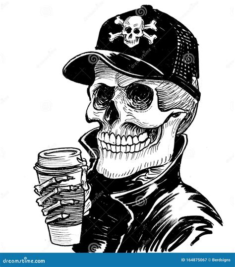 Skeleton And Coffee Stock Illustration Illustration Of Skeleton