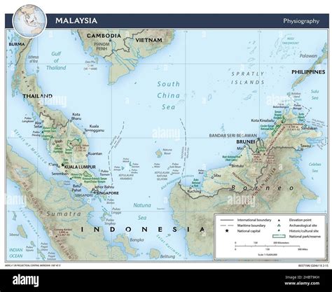 Topographic Map Of Malaysia Shaded Relief 2015 Stock Photo Alamy