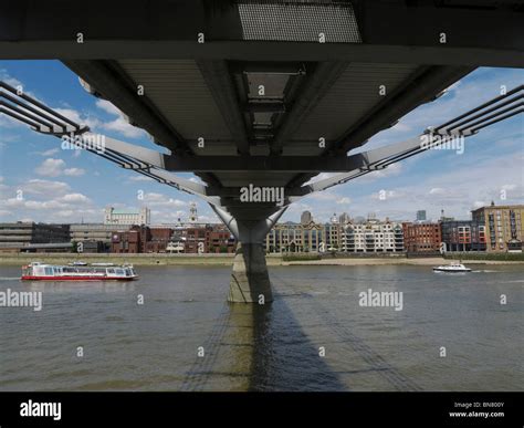 Underneath The Millennium Bridge London England Stock Photo Alamy