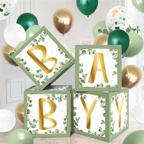 Buy Sage Green Baby Balloons Boxes Decoration Baby Shower Backdrop