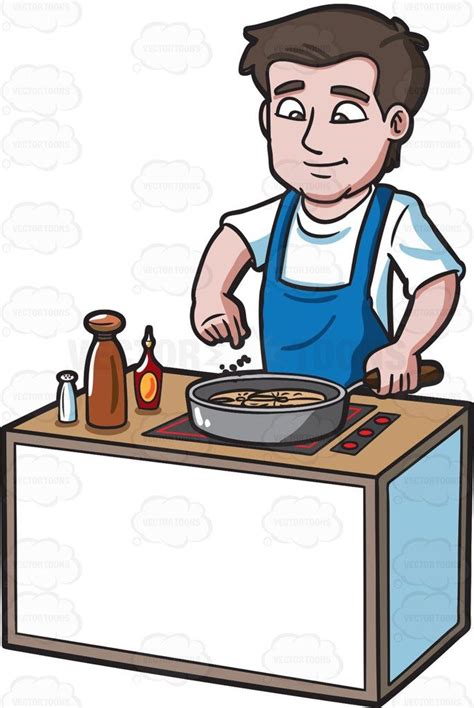 A Man Sprinkles Some Seasoning On The Food That He Is Cooking Man