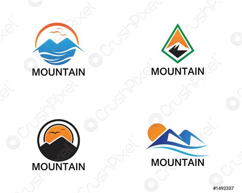 Minimalist Landscape Mountain Logo Design Inspirations Stock Vector