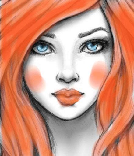 Red Haired Girl Whimsy Art Face Art Redhead Art