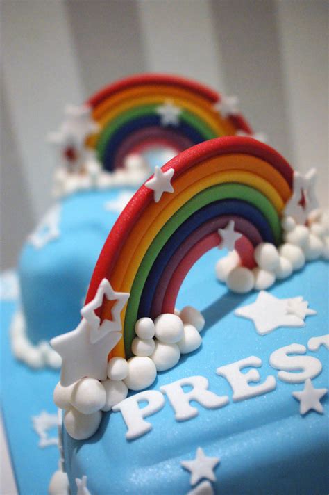Rainbow Themed 1st Birthday Cake Bakealous