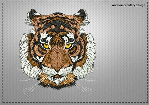 Influential Tiger Embroidery Design 3 Sizes Downloadable Etsy