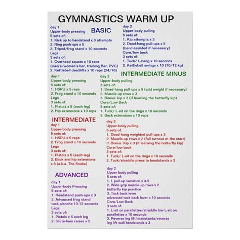 Gymnastics Warm Up Poster Zazzle Gymnastics Warm Ups Home Exercise Program Warmup