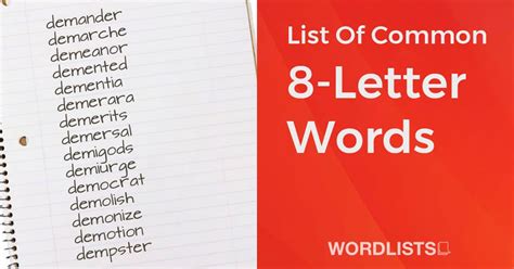 List Of Common 8 Letter Words