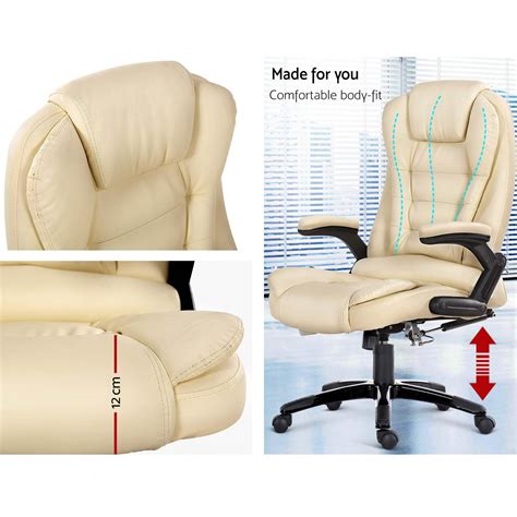 Artiss Massage Office Chair Heated 8 Point Pu Leather Computer Chairs