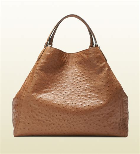 Lyst Gucci Soho Ostrich Shoulder Bag In Brown