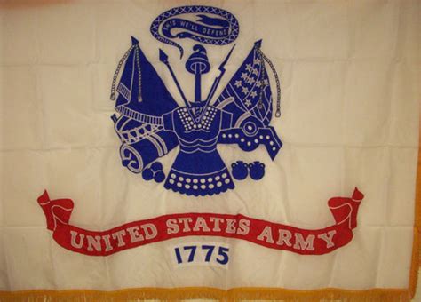 Army Field Flag 3 X 4 Appliqued Nylon With Pole Hem And Gold Fringe