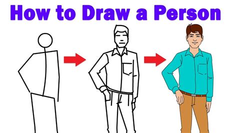 How To Draw A Person Step By Step For Beginners Easy For Kids Drawing