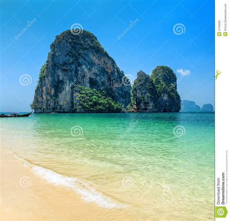Clear Water And Blue Sky Phra Nang Beach Thailand Stock Image Image