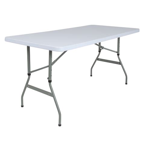Flash Furniture 5 Foot Height Adjustable Granite White Plastic Folding