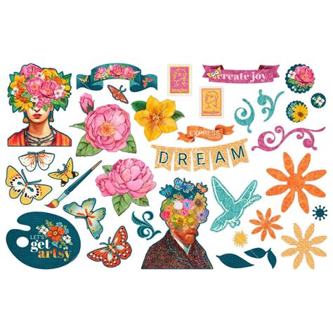 Graphic 45 Ephemera Die Cut Assortment Lets Get Artsy Craftonline